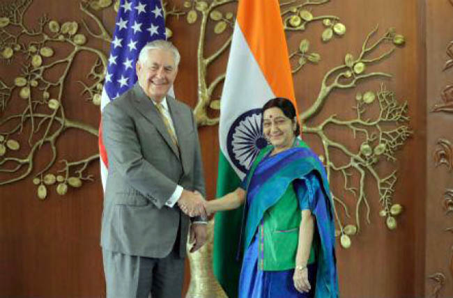 Fighting Terrorism Dominates  Tillerson, Swaraj Talks